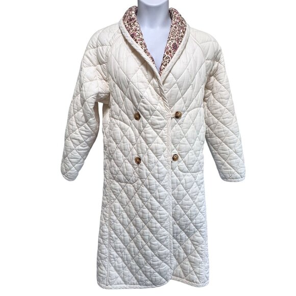 Xirena Harlyn Reversible Quilted Puffer Coat Ivory & Floral Pattern Womens Small - Picture 4 of 13